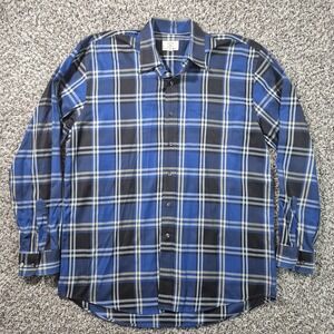 Cutter & Buck Men's Plaid Dress Shirt Long Sleeve Men's Size Large Blue Black